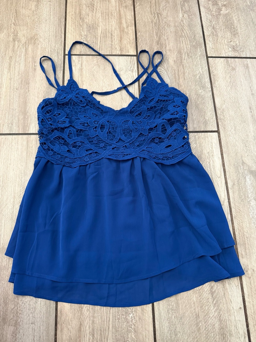 Blue Lace Babydoll Cami Top - Women's